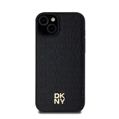 DKNY PU Leather Repeat Pattern Stack Logo Apple iPhone 13 Magsafe kompatibilis hátlap tok, feket