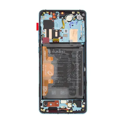 Huawei P30 Pro kompatibilis LCD modul kerettel, akkumulátorral. gyári, kék