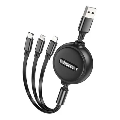 HOCO X75 3in1 USB / Lightning / MicroUSB / Type-C töltő- és adatkábel, fekete