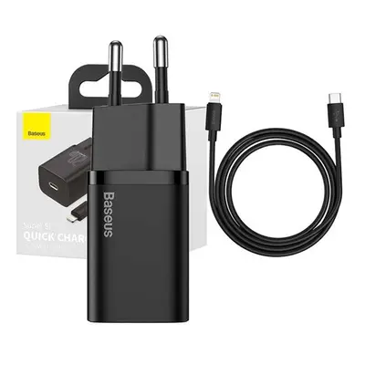 Baseus Super Si USB Type-C gyorstöltő 1 m-es USB Type-C-Lightning kábellel, 20W, fekete