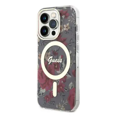 Guess IML Flowers MagSafe Apple iPhone 14 Pro hátlap tok, khaki