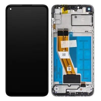 Samsung Galaxy A11 kompatibilis LCD modul kerettel, OEM jellegű, fekete