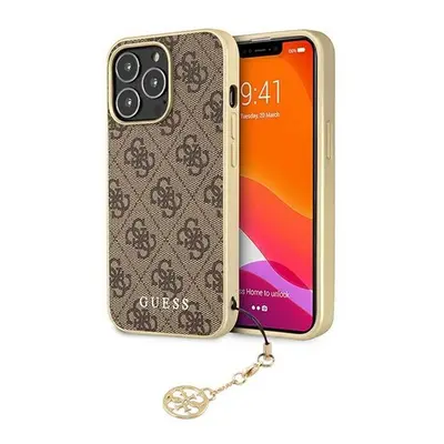 Guess 4G Charms Apple iPhone 13 Pro hátlap tok, barna