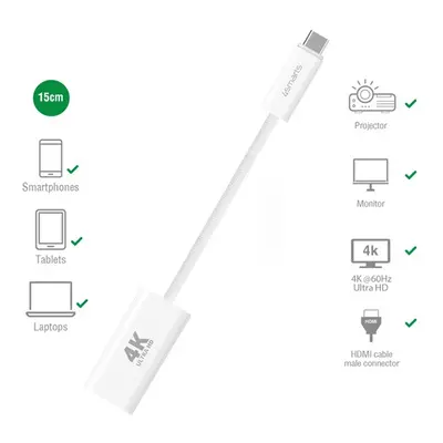 4smarts USB Type-C - HDMI adapter 15cm, fehér