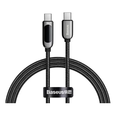 Baseus Display USB Type-C / Type-C töltő- és adatkábel, gyorstöltés, kijelzővel, 1m, szürke/feke