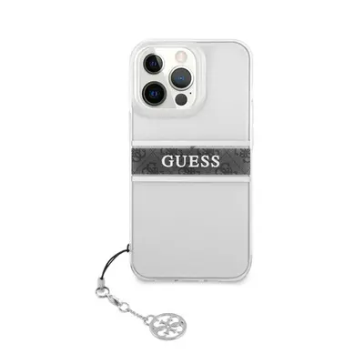 Guess PU/TPU Gray Stripe Apple iPhone 13 Pro hátlap tok, átlátszó