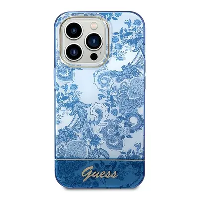 Guess Porcelain Collection Apple iPhone 14 Pro Max hátlap tok, kék