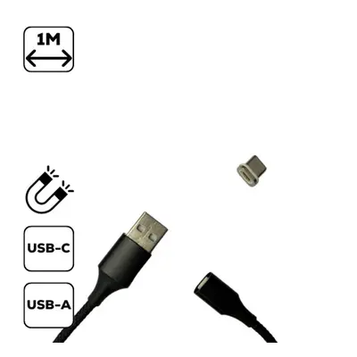 Cellect USB / Type-C mágneses töltő- és adatkábel, fekete