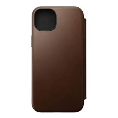 Nomad Modern Leather Folio iPhone 15 Plus flip tok, barna