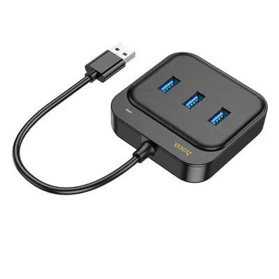 Hoco HB35 USB HUB 4in1 USB - USB3.0 x 3 + RJ45 Gigabit Ethernet 1,2m, fekete