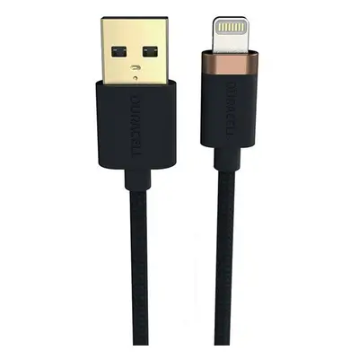 Duracell Lightning / USB töltő- és adatkábel, 2m, fekete-arany