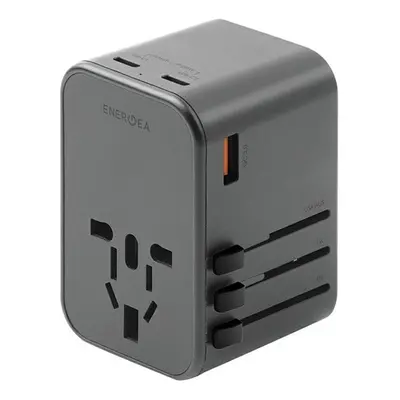 Energea Travelworld GaN65 4in1 1xUSB / 2xType-C utazó gyorsöltő adapter, (PD-PPS-QC 3.0) 65W, sz