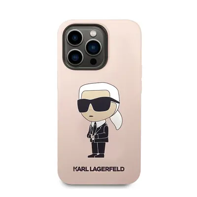 Karl Lagerfeld Liquid Ikonik NFT szilikon hátlap tok Apple iPhone 14 Max, rózsaszín