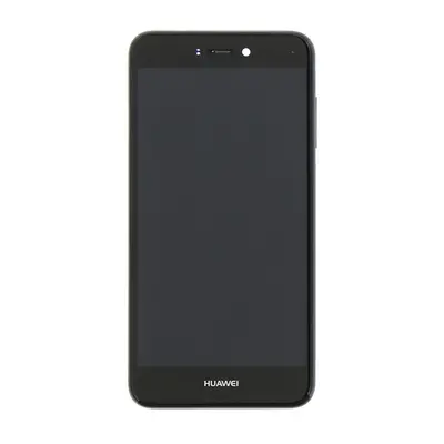 Huawei P8/P9 Lite (2017) kompatibilis LCD modul kerettel, OEM jellegű, fekete, Grade S+