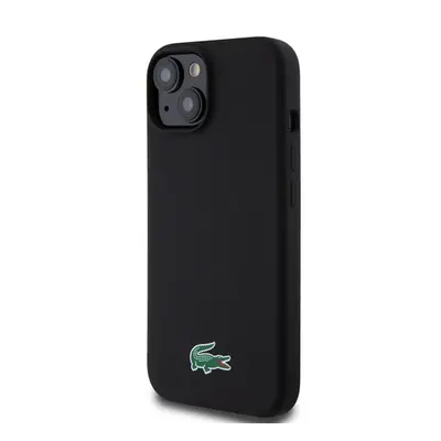 Lacoste Microfiber Croc Logo MagSafe iPhone 15 szilikon tok, fekete