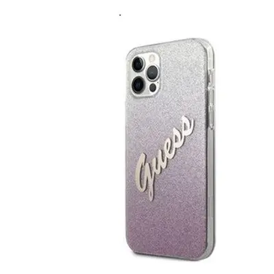 Guess PC/TPU Vintage Apple iPhone 12/12 Pro hátlap tok, átmenetes rózsaszín