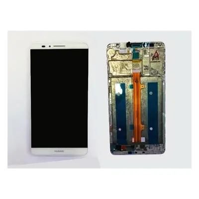 Huawei Ascend Mate 7 kompatibilis LCD modul kerettel, OEM jellegű, fehér, Grade S+