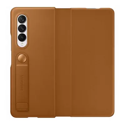 Samsung Galaxy Z Fold3 5G Leather Flip Cover, gyári bőr flip tok, barna, EF-FF926