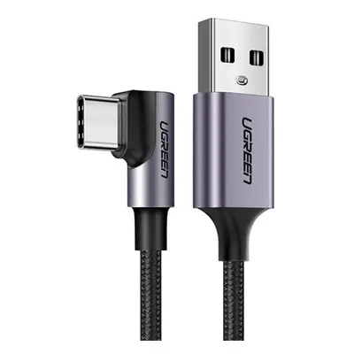 Ugreen Type-C / USB gyorstöltő derékszögű töltő- és adatkábel, 1m, fekete-szürke