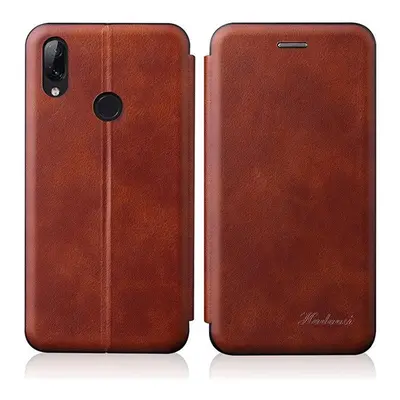 Huawei P40, oldalra nyíló tok, barna