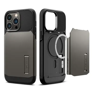 Spigen Slim Armor Mag Apple iPhone 14 Pro Max tok, Gunmetal, szürke MagSafe, szürke