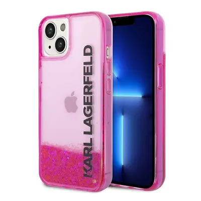 Karl Lagerfeld Liquid Glitter Elong Apple iPhone 14 Plus hátlap tok, rózsaszín