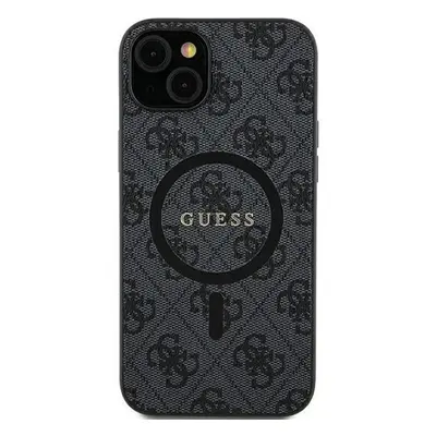 Guess 4G Collection Leather Metal Logo Samsung Galaxy S24 mágneses tok, fekete