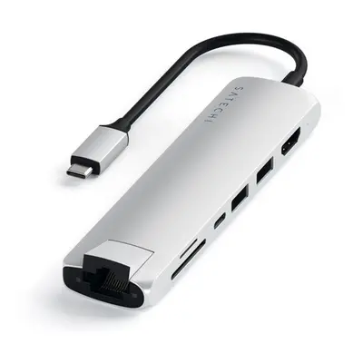 Satechi Aluminum Type-C Slim MultiPort Hub, 4k HDMI, 2x USB 3.0, Gigabit Ethernet és kártyaolvas