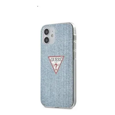 Guess PC/TPU Denim Triangle Apple iPhone 12 mini hátlap tok, világos kék