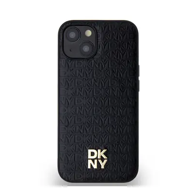 DKNY PU Leather Repeat Pattern Stack Logo Apple iPhone 15 Magsafe kompatibilis hátlap tok, feket