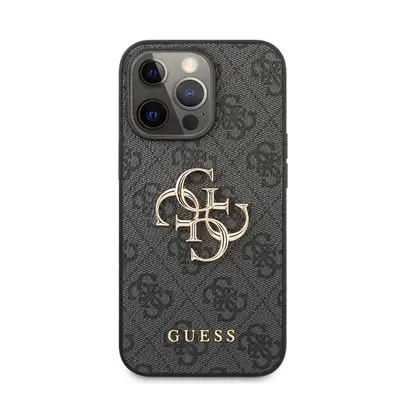 Guess PU 4G Metal Logo Apple iPhone 13 Pro Max hátlap tok, szürke