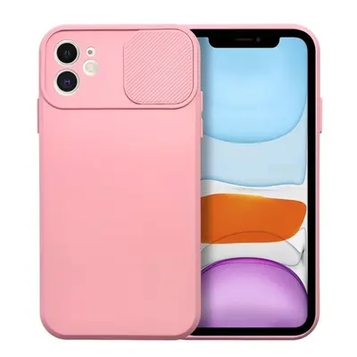 Slide Apple iPhone 11, kameravédős szilikon tok, rózsaszín