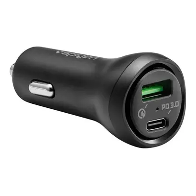 Spigen Essential F31QC Quick Charge 3.0 autós szivargyújtó töltő adapter, USB + Type-C, 27W, fek