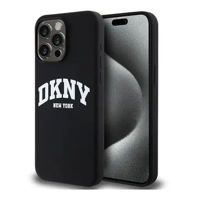 DKNY Liquid Silicone White Printed Logo Apple iPhone 13 Pro Max Magsafe hátlap tok, fekete, DKHM