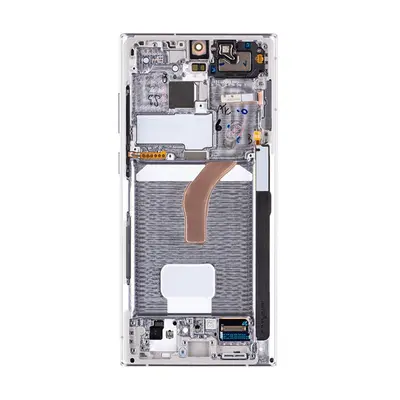 Samsung Galaxy S22 Ultrakompatibilis LCD kijelző + érintő, kerettel, fehér, SM-S908B