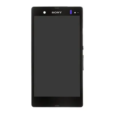 Sony Xperia Z kompatibilis LCD modul kerettel, OEM jellegű, fekete, Grade S+