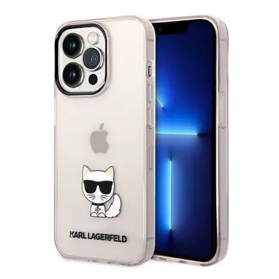 Karl Lagerfeld Transparent Choupette Body Apple iPhone 14 Pro Max hátlap tok, rózsaszín