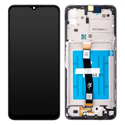 Samsung Galaxy A22 5G kompatibilis LCD modul kerettel, OEM jellegű, fekete