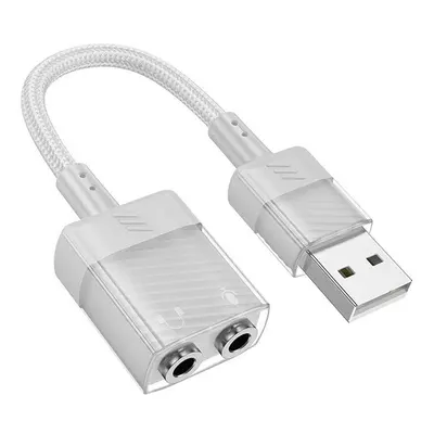 Hoco LS37 USB - 2 x 3,5mm Jack átalakító, fehér