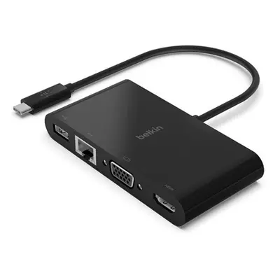 Belkin Connect Type-C USB Hub, 4k HDMI, USB, Gigabit Ethernet, D-sub, fekete