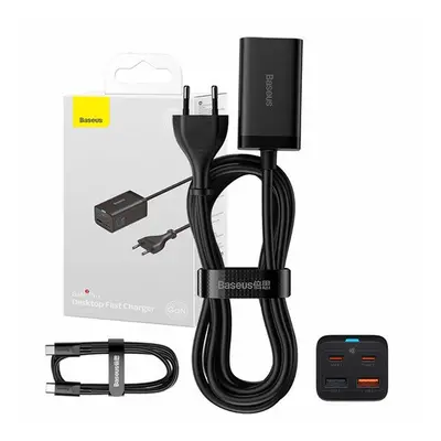 Baseus GaN3 Pro gyorstöltő 2x USB Type-C, 2x USB, 65W, fekete