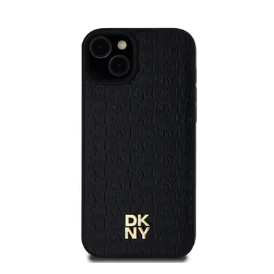 DKNY PU Leather Repeat Pattern Stack Logo Apple iPhone 15 Plus Magsafe kompatibilis hátlap tok, 