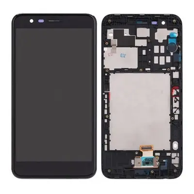 LG K10 (2018) kompatibilis LCD modul kerettel, OEM jellegű, fekete, Grade S+