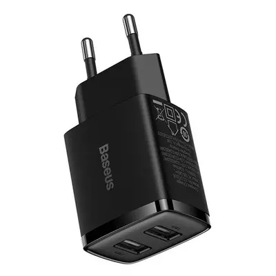 Baseus hálózati gyorstöltő 2xUSB, 10.5W, fekete