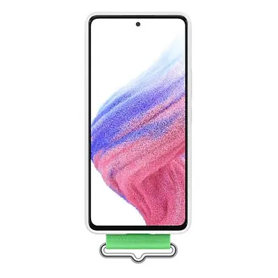 Samsung Galaxy A53 5G Silicone Cover with Strap, gyári szilikon tok szíjjal, fehér, EF-GA536TW