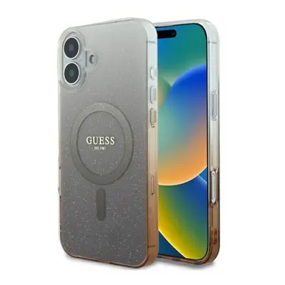 Guess IML Glitter Gradient iPhone 16 MagSafe kemény hátlap tok, barna GUHMP16SHGRCELW