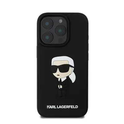 Karl Lagerfeld 3D Rubber Ikonik Apple iPhone 16 Pro hátlap tok, fekete