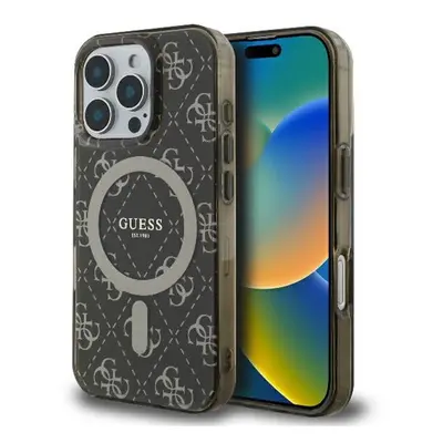 Guess IML 4G Background iPhone 16 Pro MagSafe kemény hátlap tok, barna GUHMP16LH4DTEW