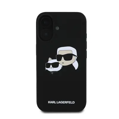 Karl Lagerfeld Liquid Silicone Double Heads MagSafe Apple iPhone 16 hátlap tok, fekete