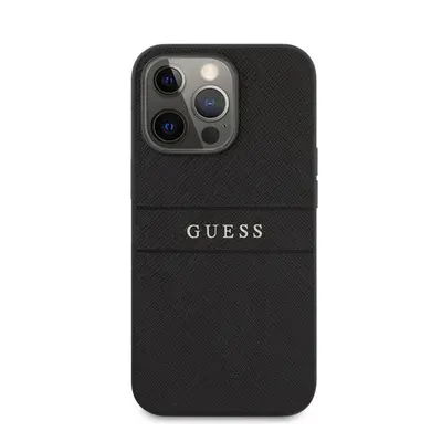 Guess PU Saffiano Apple iPhone 13 Pro bőr hátlap tok, fekete